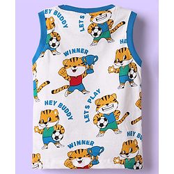 Babyhug Single Jersey Knit Sleeveless Tank T-Shirt & Shorts Set with Tiger Print - Blue