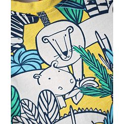 Babyhug Single Jersey Knit Sleeveless Tank T-Shirt & Shorts Set with Jungle Print - Yellow