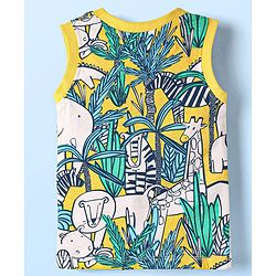 Babyhug Single Jersey Knit Sleeveless Tank T-Shirt & Shorts Set with Jungle Print - Yellow