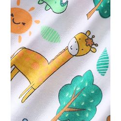 Babyhug Single Jersey Knit Sleeveless Tank T-Shirt & Shorts Set With Animal Print - White & Green