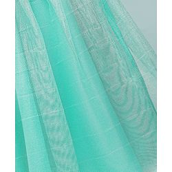 Babyhug Woven Cap Sleeves Party Dress With Bow Applique - Aqua Blue
