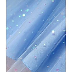 Babyhug Woven Sleeveless Mesh Dress with Foil Print - Light Blue