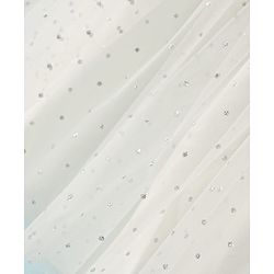 Babyhug Woven Sleeveless Mesh Dress with Bow Applique & Foil Print - White