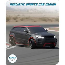 Babyhug 1:24 C-Type Rechargeable Remote Control Racing Car |Black-Red Finish| Gifting Car for 4 years + Kids| BIS Certified - Black