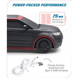 Babyhug 1:24 C-Type Rechargeable Remote Control Racing Car |Black-Red Finish| Gifting Car for 4 years + Kids| BIS Certified - Black