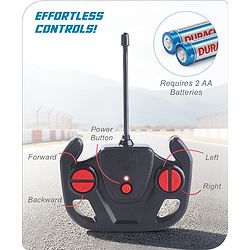 Babyhug 1:24 C-Type Rechargeable Remote Control Racing Car |Black-Red Finish| Gifting Car for 4 years + Kids| BIS Certified - Black