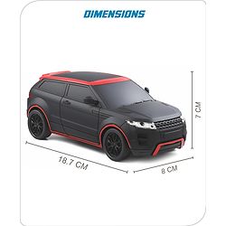 Babyhug 1:24 C-Type Rechargeable Remote Control Racing Car |Black-Red Finish| Gifting Car for 4 years + Kids| BIS Certified - Black