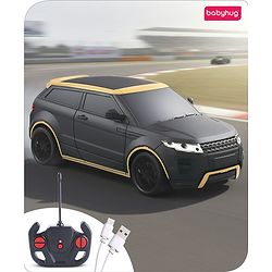 Babyhug 1:24 C-Type Rechargeable Remote Control Racing Car |Black-Red Finish| Gifting Car for 4 years + Kids| BIS Certified - Black