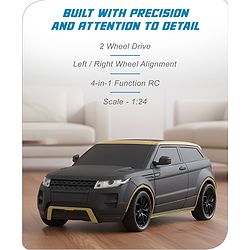 Babyhug 1:24 C-Type Rechargeable Remote Control Racing Car |Black-Red Finish| Gifting Car for 4 years + Kids| BIS Certified - Black