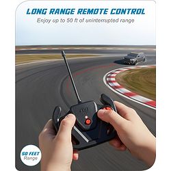 Babyhug 1:24 C-Type Rechargeable Remote Control Racing Car |Black-Red Finish| Gifting Car for 4 years + Kids| BIS Certified - Black