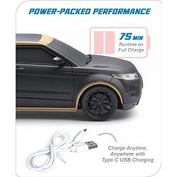 Babyhug 1:24 C-Type Rechargeable Remote Control Racing Car |Black-Red Finish| Gifting Car for 4 years + Kids| BIS Certified - Black
