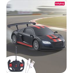 Babyhug 1:24 C-Type Rechargeable Remote Control Racing Car BIS Certified - Black
