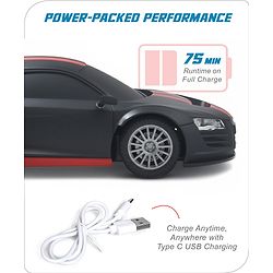 Babyhug 1:24 C-Type Rechargeable Remote Control Racing Car BIS Certified - Black