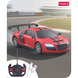 Babyhug 1:24 C-Type Rechargeable Remote Control Racing Car BIS Certified - Black