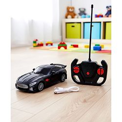 Babyhug  1:24 C-Type Rechargeable Remote Control Racing Car - Black| Gifting Option| Toy for 4+ years Boys & Girls| BIS Certified| 50ft Remote Range