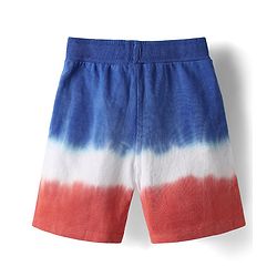 Babyhug Terry Knit Half Sleeves T-Shirt and Shorts Co-Ord Set with Ombre & Hawai Text Print - Navy Blue & Red
