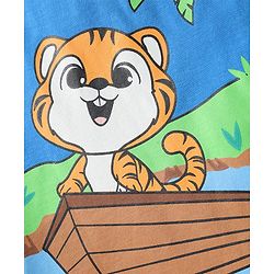 Babyhug Single Jersey Knit Half Sleeves T-Shirt & Shorts Set With Tiger Print - Blue & Brown