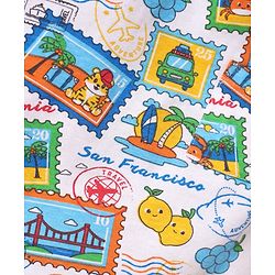 Babyhug Single Jersey Knit Sleeveless Tank T-Shirt & Shorts Set With Beach Theme & Fruit Print - White & Red
