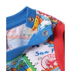 Babyhug Single Jersey Knit Sleeveless Tank T-Shirt & Shorts Set With Beach Theme & Fruit Print - White & Red