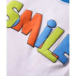 Babyhug Single Jersey Knit Sleeveless Tank T-Shirt & Shorts Set With Smiley Print - White