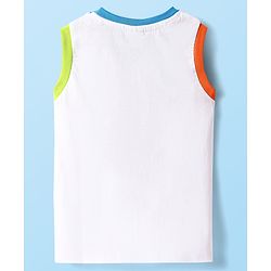 Babyhug Single Jersey Knit Sleeveless Tank T-Shirt & Shorts Set With Smiley Print - White