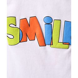 Babyhug Single Jersey Knit Sleeveless Tank T-Shirt & Shorts Set With Smiley Print - White