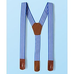 Babyhug Single Jersey Knit Half Sleeves Shirt & Shorts Set With Dino Print & Suspender - White & Blue