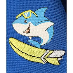Babyhug Single Jersey Knit Half Sleeves Polo T-Shirt & Shorts Set With Shark Print - Blue & Beige