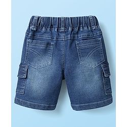 Babyhug Single Jersey Knit Half Sleeves T-Shirt & Denim Shorts Set With Football Print - White & Blue