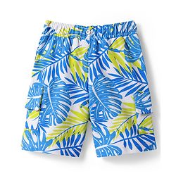 Babyhug Single Jersey Knit Half Sleeves T-Shirt & Shorts Set with Tropical Theme Print & Suspender - Limegreen