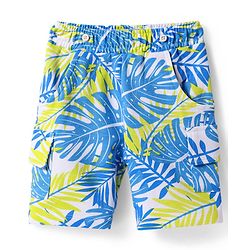 Babyhug Single Jersey Knit Half Sleeves T-Shirt & Shorts Set with Tropical Theme Print & Suspender - Limegreen