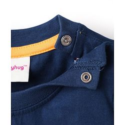 Babyhug Single Jersey Knit Half Sleeves T-Shirt & Shorts Set With Sport Theme Print - Navy Blue & Yellow