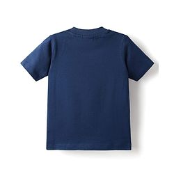 Babyhug Single Jersey Knit Half Sleeves T-Shirt & Shorts Set With Sport Theme Print - Navy Blue & Yellow