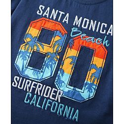 Babyhug Single Jersey Knit Half Sleeves T-Shirt & Shorts Set With Sport Theme Print - Navy Blue & Yellow