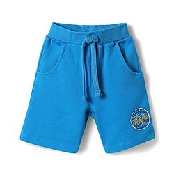 Babyhug Single Jersey Knit Half Sleeves T-Shirt & Shorts Set With Hawaii Print & Cut & Sew Design - Yellow & Blue