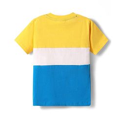 Babyhug Single Jersey Knit Half Sleeves T-Shirt & Shorts Set With Hawaii Print & Cut & Sew Design - Yellow & Blue