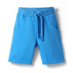 Babyhug Single Jersey Knit Half Raglan Sleeves T-Shirt & Shorts Set With Smiley Print - Blue
