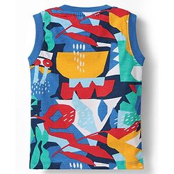 Babyhug Single Jersey Knit Sleeveless Printed Tank T-Shirt & Shorts Set - Blue