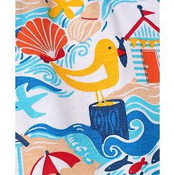 Babyhug Single Jersey Knit Sleeveless Tank T-Shirt With Sea Animals & Bird Print - Blue