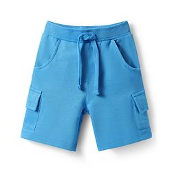 Babyhug Single Jersey Knit Sleeveless Tank T-Shirt & Shorts Set with Tropical Theme Print - Blue