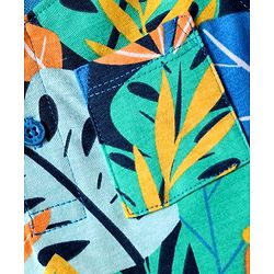 Babyhug Single Jersey Knit Sleeveless Tank T-Shirt & Shorts Set with Tropical Theme Print - Blue