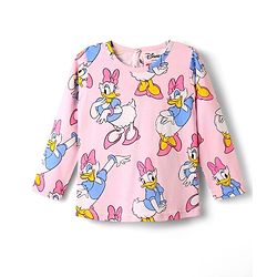 Babyhug Disney Single Jersey Knit Full Sleeves Co-ords Night Suit with Daisy Duck Graphics - Pink