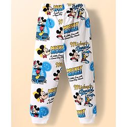 Babyhug Disney Single Jersey Knit Full Sleeves Co-ords Night Suit with Mickey & Friends Graphics - White