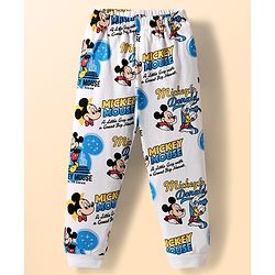 Babyhug Disney Single Jersey Knit Full Sleeves Co-ords Night Suit with Mickey & Friends Graphics - White