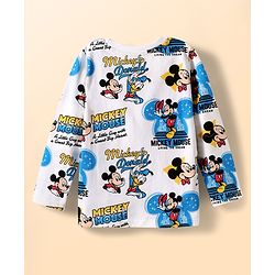 Babyhug Disney Single Jersey Knit Full Sleeves Co-ords Night Suit with Mickey & Friends Graphics - White