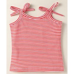 Babyhug 100% Cotton Single Jersey Knit Slips With Stripes & Floral Print Pack Of 3 - Red Navy Blue & White