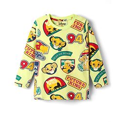 Babyhug Disney Single Jersey Knit Full Sleeves Night Suit with Lion King Graphics - Yellow