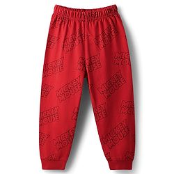 Babyhug Disney Single Jersey Knit Full Sleeves Night Suit With Mickey Mouse Family Print - Red