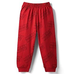 Babyhug Disney Single Jersey Knit Full Sleeves Night Suit With Mickey Mouse Family Print - Red