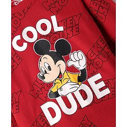 Babyhug Disney Single Jersey Knit Full Sleeves Night Suit With Mickey Mouse Family Print - Red